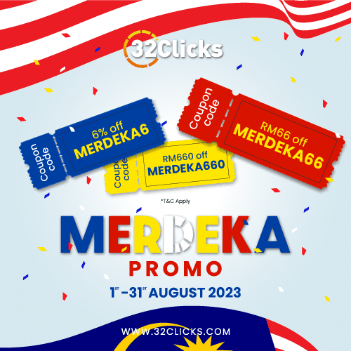 Celebrate Merdeka Month with 32clicks.com - Exclusive Month-long Promo!